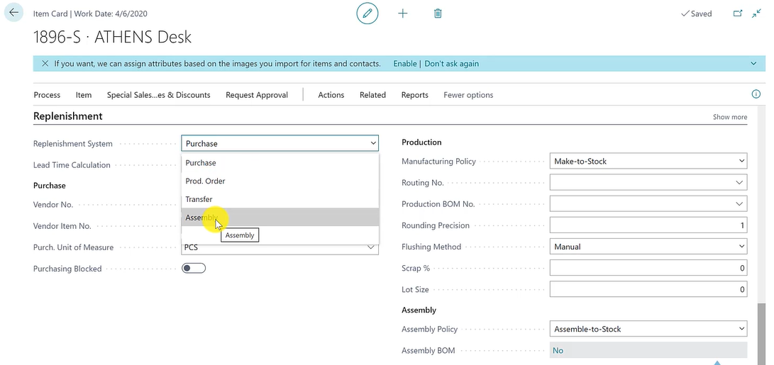 Replenishment Tab